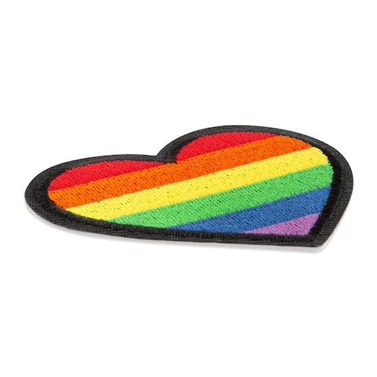Rainbow Heart Embroidered Iron-On & Adhesive Patch by Make Market®